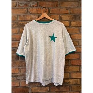 Vintage T&S Star Ringer T-Shirt Heather Gray Teal Made in Canada Mens XL